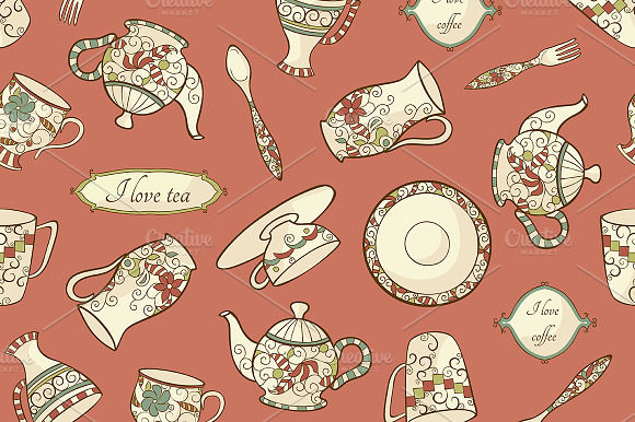 3 Seamless Pattern With Dishware