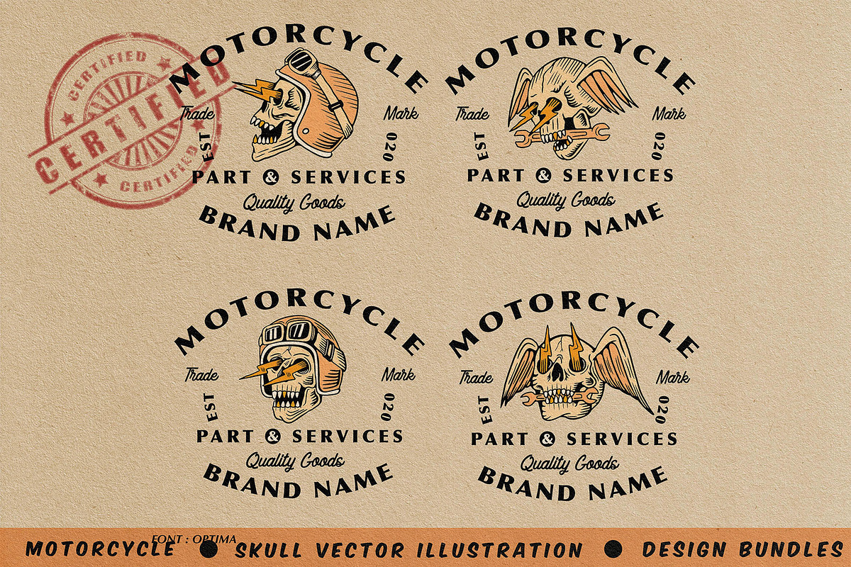 Motorcycle Skull Vector logo, an Illustration by Illousa (Photo 2 of 4)