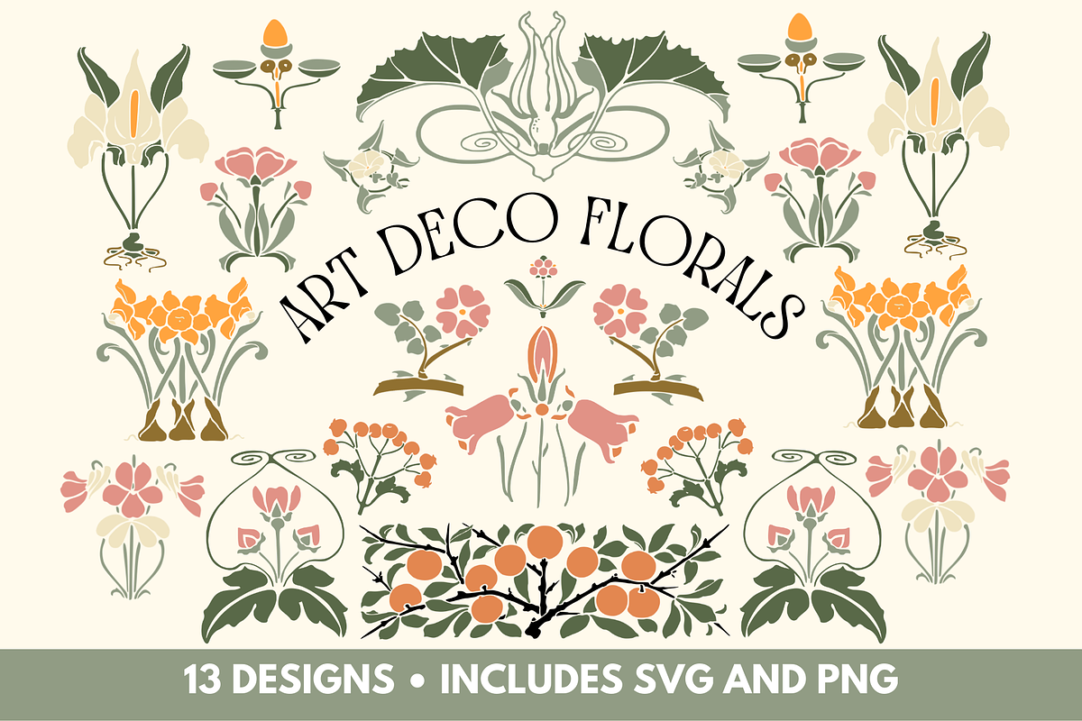 Art Deco Flower Ornaments, an Object Graphic by Self Publishing Magic (Photo 1 of 5)