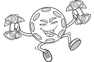 Happy Pickleball Character Jumping, an Illustration by HitToon