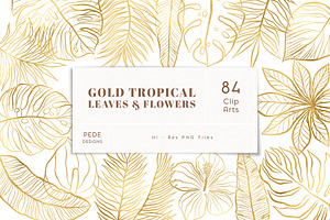 Gold Tropical Leaves & Flowers