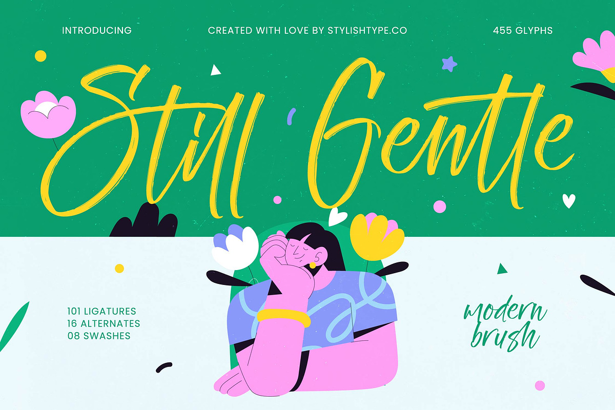 Still Gentle Modern Brush Font, a Script Font by stylishtype.co (Photo 1 of 20)