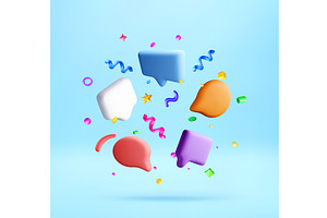 3d speech bubbles with decorative, an Illustration by Abscent