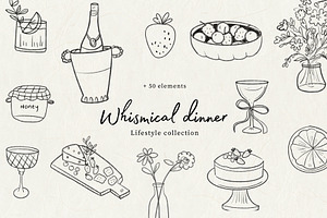 Whismical Dinner Line Art