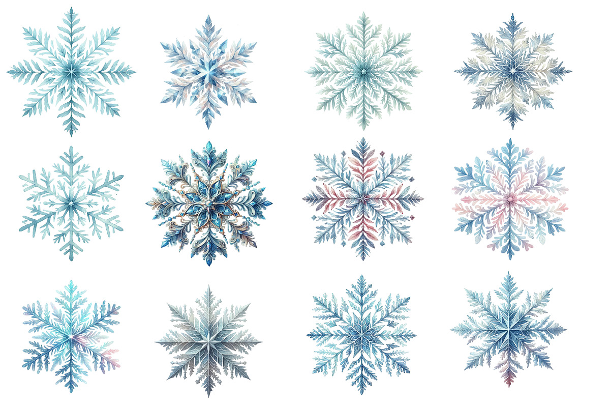 Watercolor Snowflake Clipart, an Illustration by Designworld (Photo 3 of 5)