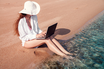 freelancer with a laptop works on a, a Person Photo by Eni_fly
