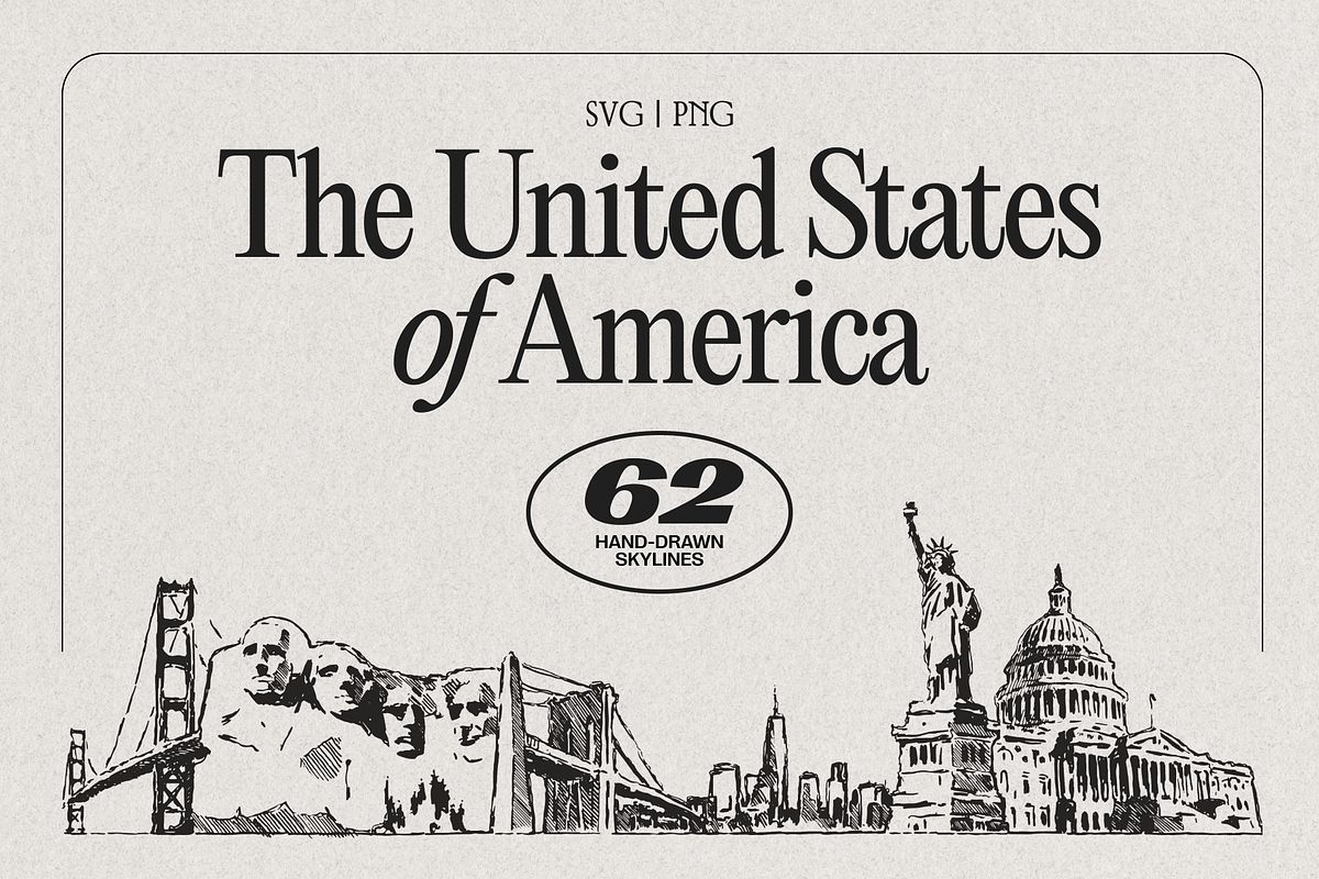 Hand-Drawn USA City Skylines, a Work Illustration by TheMountBirdStudio (Photo 1 of 11)