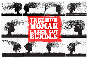 Tree Woman Laser Cut Bundle, a Graphic by balal