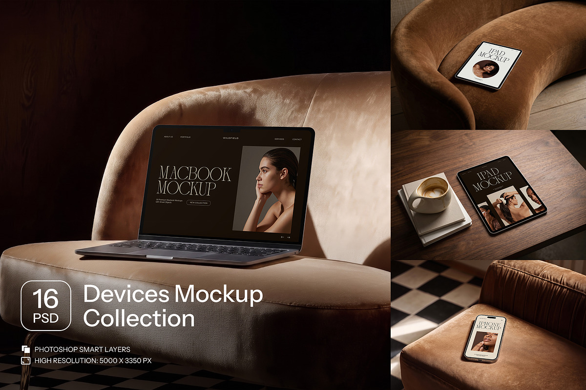 Device Mockups: MacBook iPhone iPad, a Mac Mockup by Wildfield Studio (Photo 1 of 15)