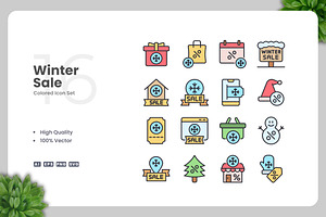 Winter Sale Colored Icons, an Icon by Upnowgraphic