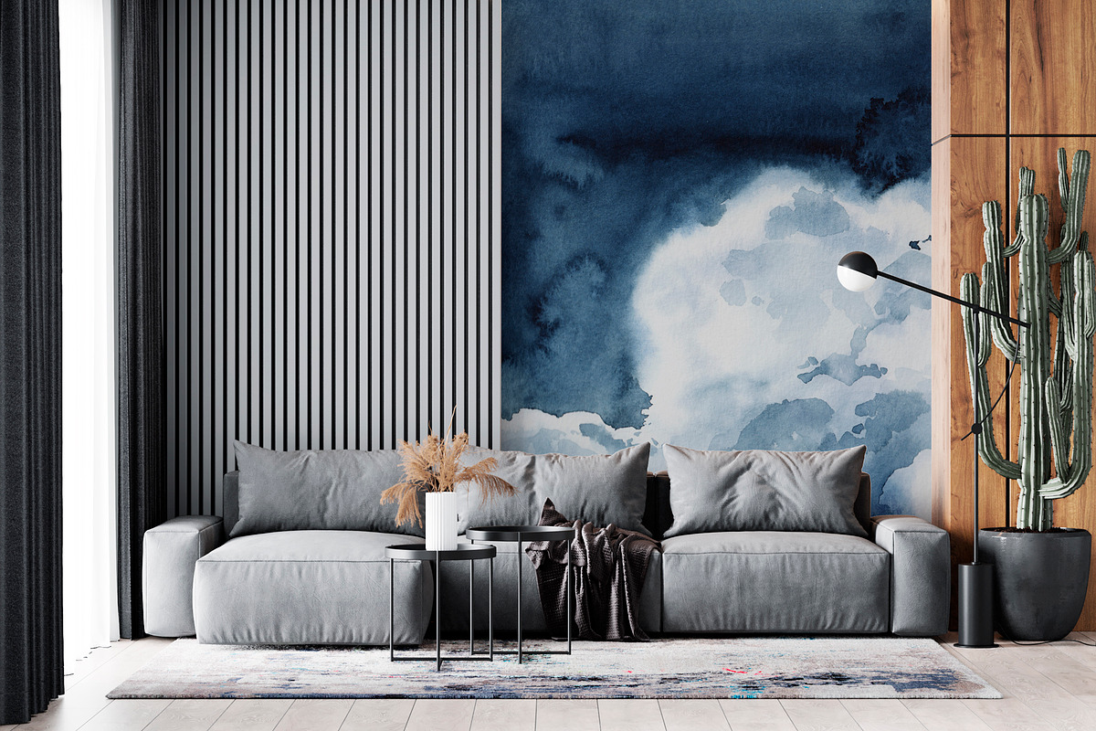 Among the Clouds watercolor set, a Wallpaper Graphic by Volha Studio (Photo 8 of 12)
