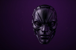 Floating futuristic metallic mask, an Illustration by wavebreak