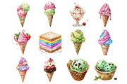 Retro Summer Ice Cream Clipart, an Illustration by Design Market (Thumbnail 2 of 4)