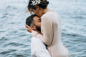 Sea love story. Beautiful couple.