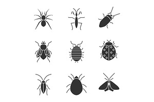 Insects Glyph Icons Set