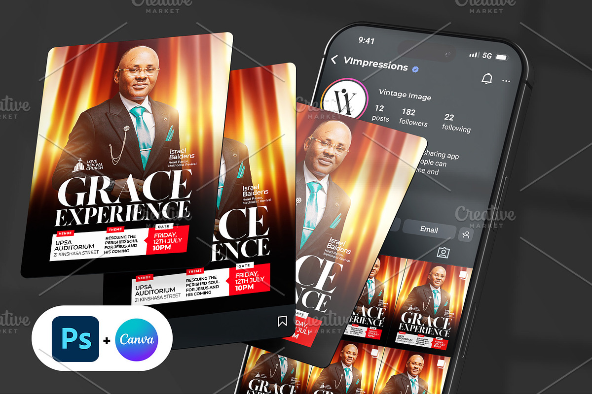 Maximal Portrait Church Event Flyer, a Social Media Template by Vintage Impressions (Photo 1 of 6)