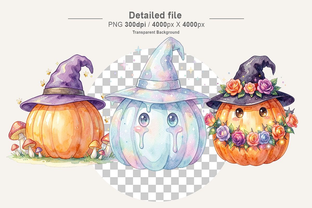 Witch Hat Pumpkin Sublimation, an Illustration by Artnoy (Photo 3 of 8)