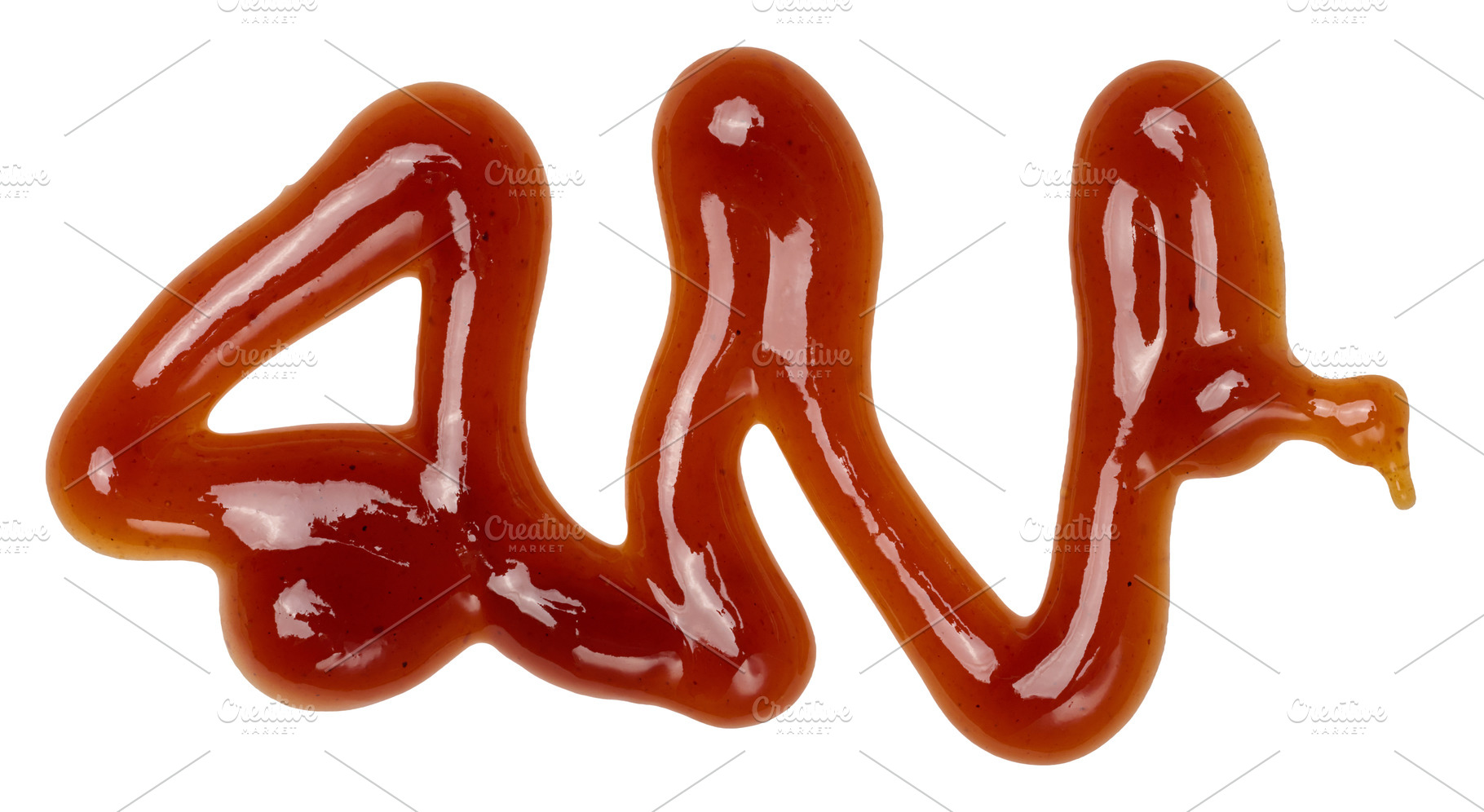 A zigzag smear of thick brown barbecue sauce with a glossy textu, a Food & Drink Photo by ndanko