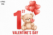 Teddy Bear 1st Valentine's Day PNG, an Illustration by Canvas Craft (Thumbnail 1 of 6)