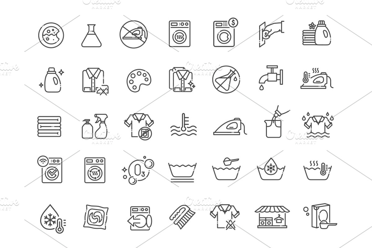 Laundry services vector line icons, an Outline Icon by Tettygreen (Photo 2 of 2)