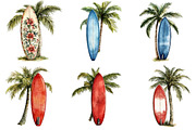 Tropical Surf & Palm Tree Clipart, an Illustration by Pixels.Craft (Thumbnail 6 of 10)
