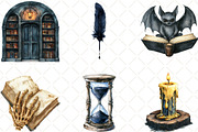 Spooky Halloween Library Clipart, an Illustration by Black Bird Studio (Thumbnail 2 of 6)