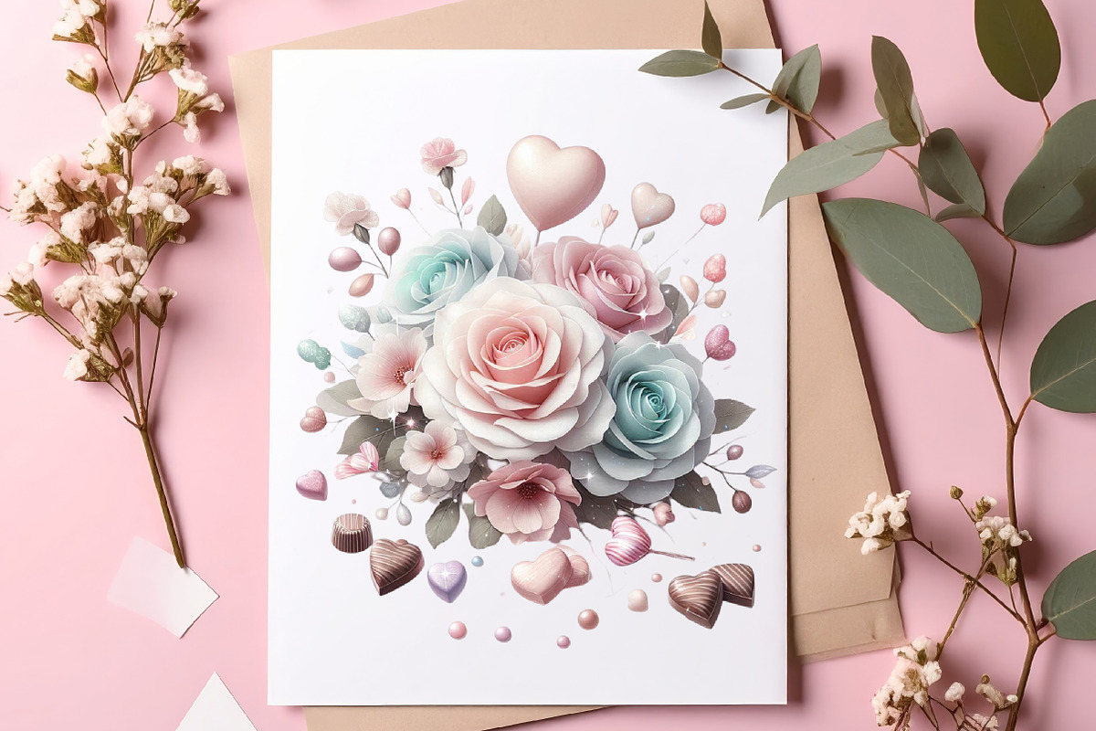 Valentine Rose Bouquets Clipart, an Illustration by SinaCreation (Photo 7 of 10)