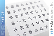 Physics Line Icons Set, a Solid Icon by Voysla's Shop (Thumbnail 1 of 4)
