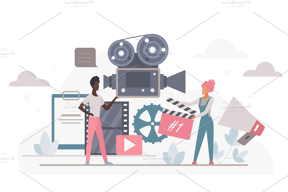 Modern cinema production cloud, a Technology Illustration by Lemberg Vector