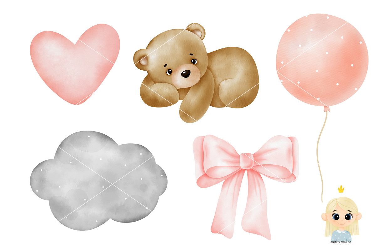 Baby Girl Watercolor clipart, an Animal Illustration by Natalya_Mona_Art (Photo 2 of 10)