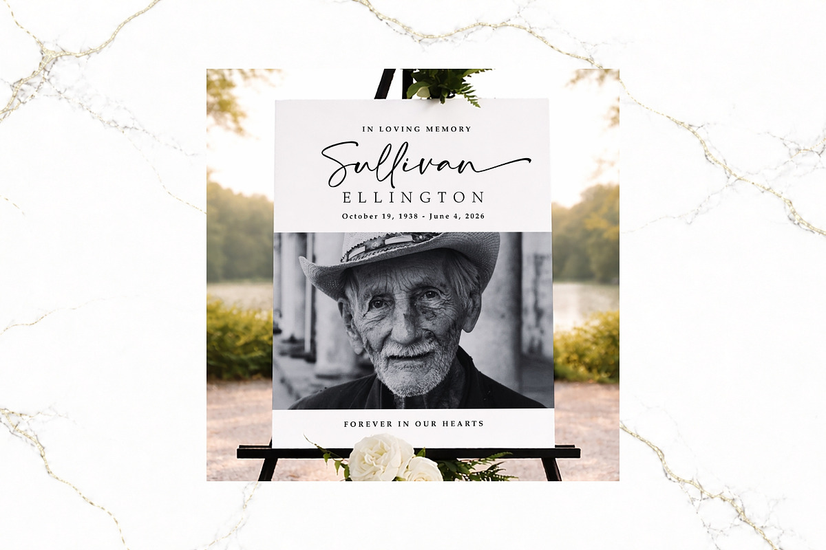 Funeral Bundle B&W Canva FR003, a Stationery Template by TyphoonStudio (Photo 8 of 11)