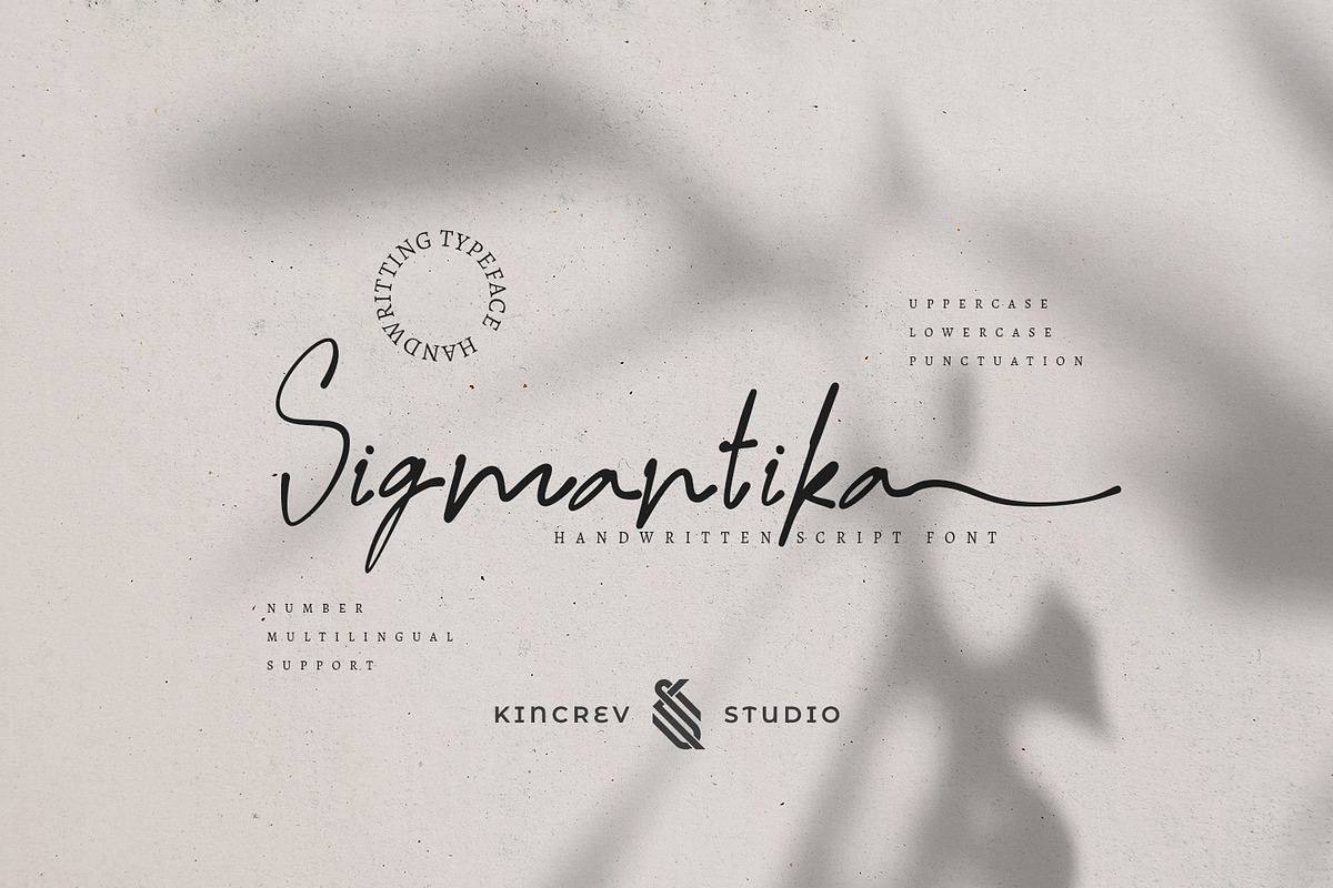 Sigmantika - Hantwritten Script Font, a Script Font by Kincrev Studio (Photo 1 of 6)