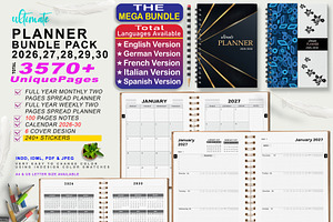 Ultimate Planner Bundle Pack 2026-30, a Stationery Template by ROJI CREATOR