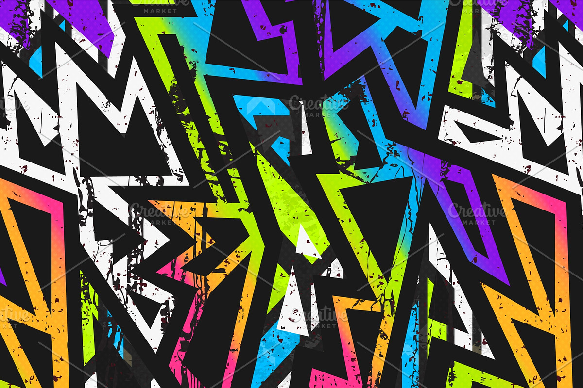 Graffiti geometric pattern pack, a Pattern Graphic by Gudiny (Photo 6 of 13)