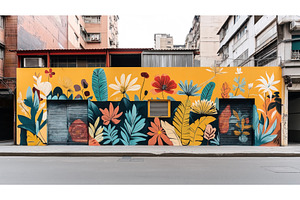 A Vibrant Urban Mural Featuring