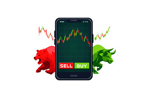 Bull and Bear Market Concept with, a Finance Illustration by BabySofja