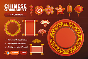 Chinese Ornament 3D Icon Pack, an Object 3D Model by Haps Space