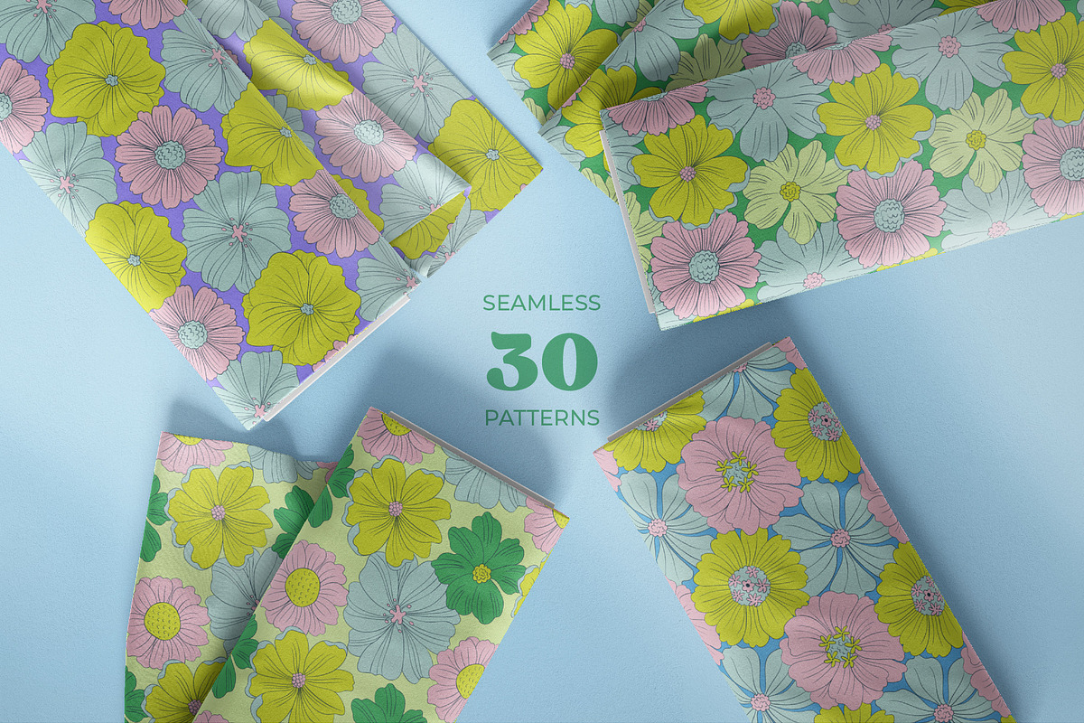 Fresh Summer Retro Floral Patterns, a Pattern Graphic by Tiger and Flower (Photo 14 of 20)
