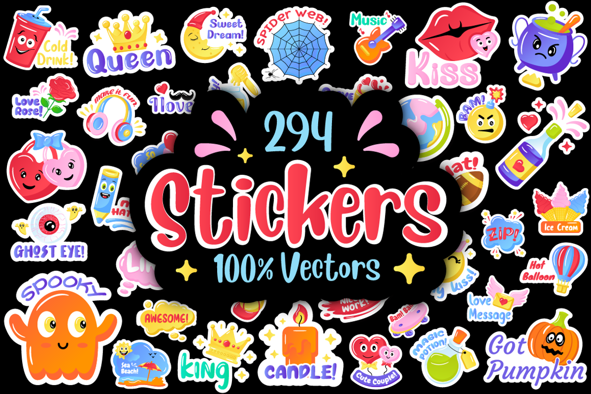 Groovy Sticker Set, an Emoji Icon by Brickclay (Photo 1 of 7)