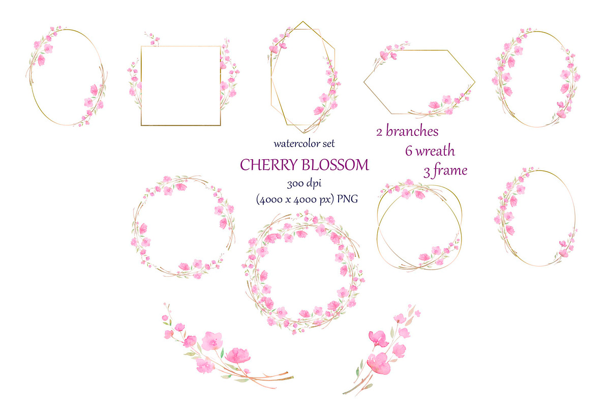 watercolor cherry blossom, an Illustration by EshaStudio (Photo 2 of 4)