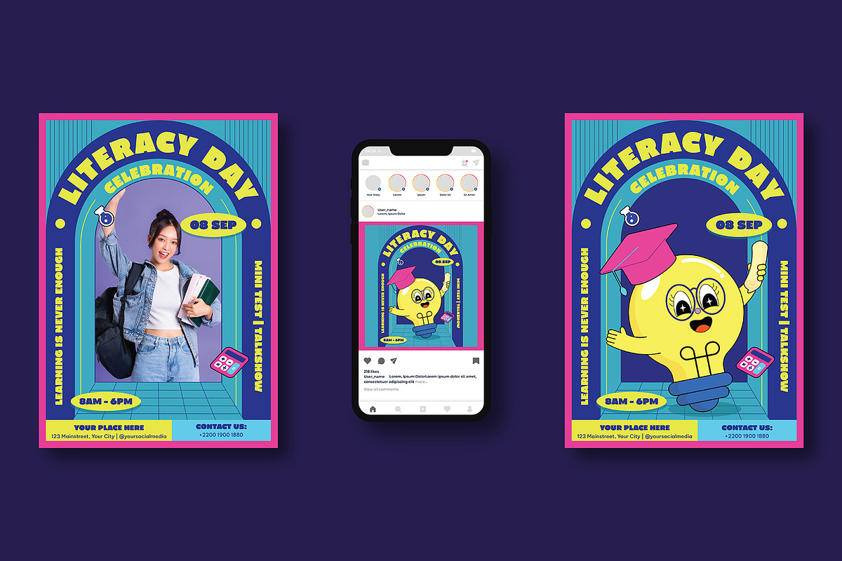 World Literacy Day Flyer, a Flyer Template by iDoodle Studio