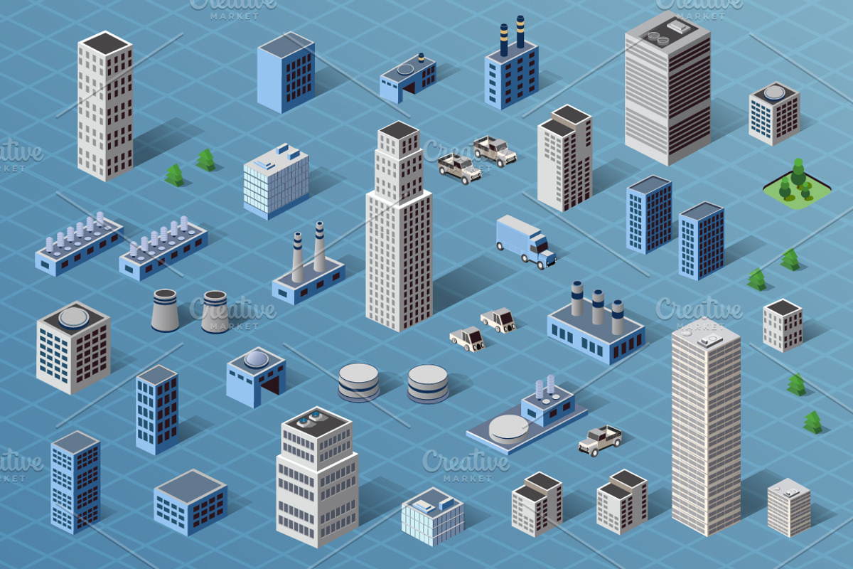 Bundle isometric city, a Work Illustration by AlexZeL (Photo 10 of 15)