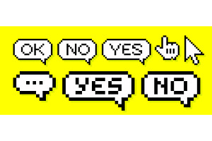 Pixel art speech bubble set, a Decorative Illustration by Foxys Graphic