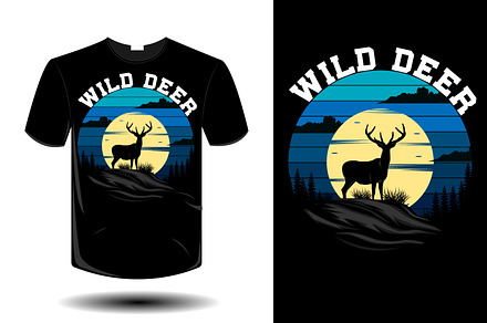 Wild deer mockup retro vintage
