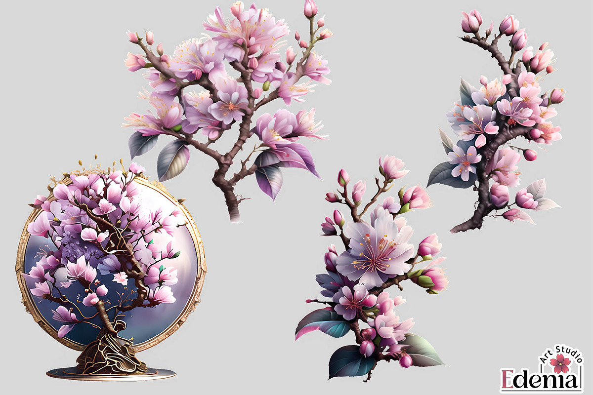 Cherry Blossom Sakura Flowers, a Seasonal Illustration by EdeniaArtStudio (Photo 4 of 8)