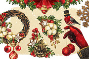 Vintage Christmas watercolor clipart, a Decorative Illustration by Color and Decor (Thumbnail 2 of 7)