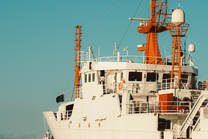 White research vessel docked, a Transportation Photo by SkyNext