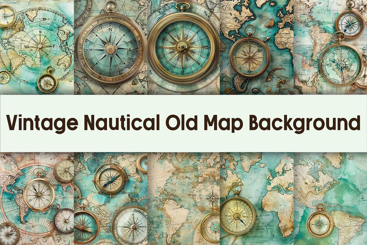Vintage Nautical Old Map Background, a Background Graphic by AdriOP