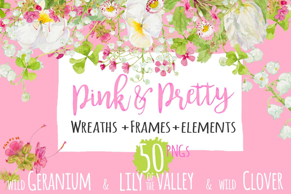 Pink&Pretty-wreaths+elements, an Illustration by watercolorwild.graphics (Photo 10 of 10)