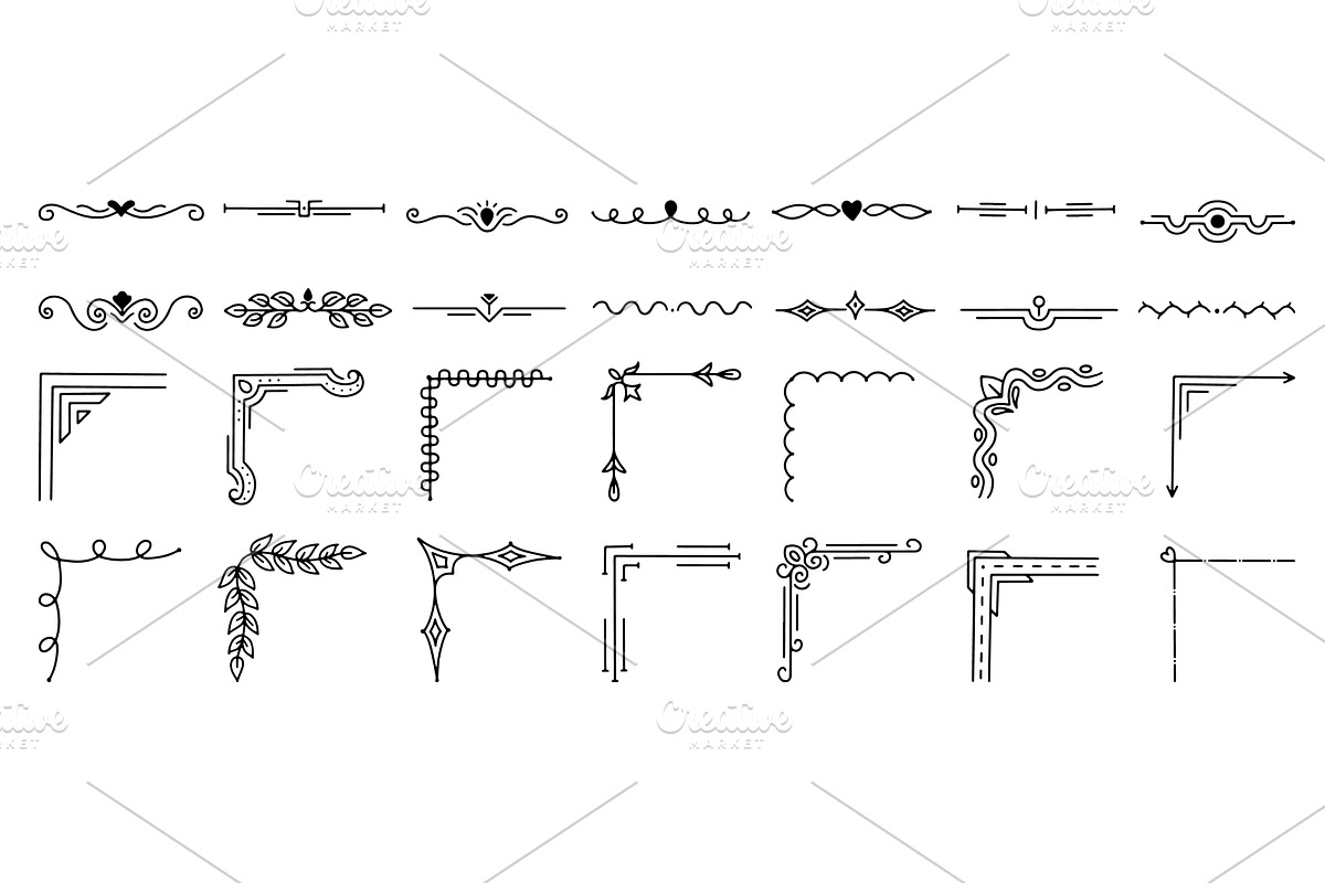 Doodle line decorative dividers, an Illustration by Valerie Bodnar